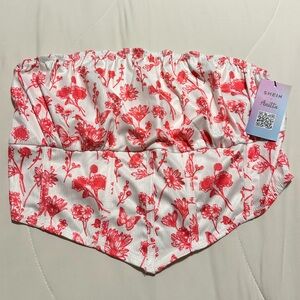 NWT SHEIN x Anitta Red & White Floral Corset Crop Top🍷